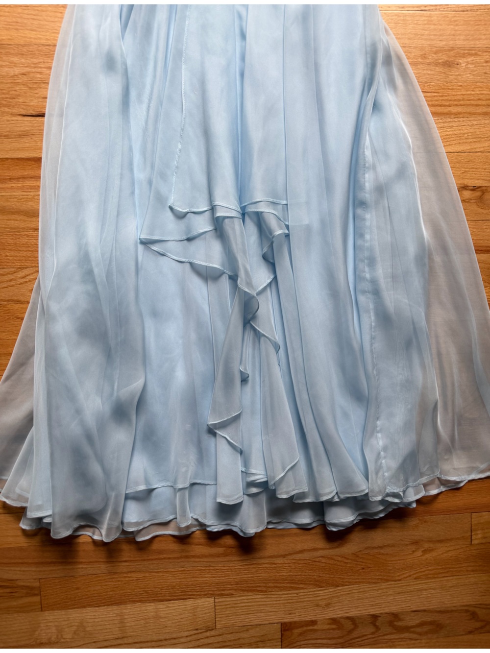 La Femme long light blue formal dress with lace embellished bodice - Picture 4 of 12